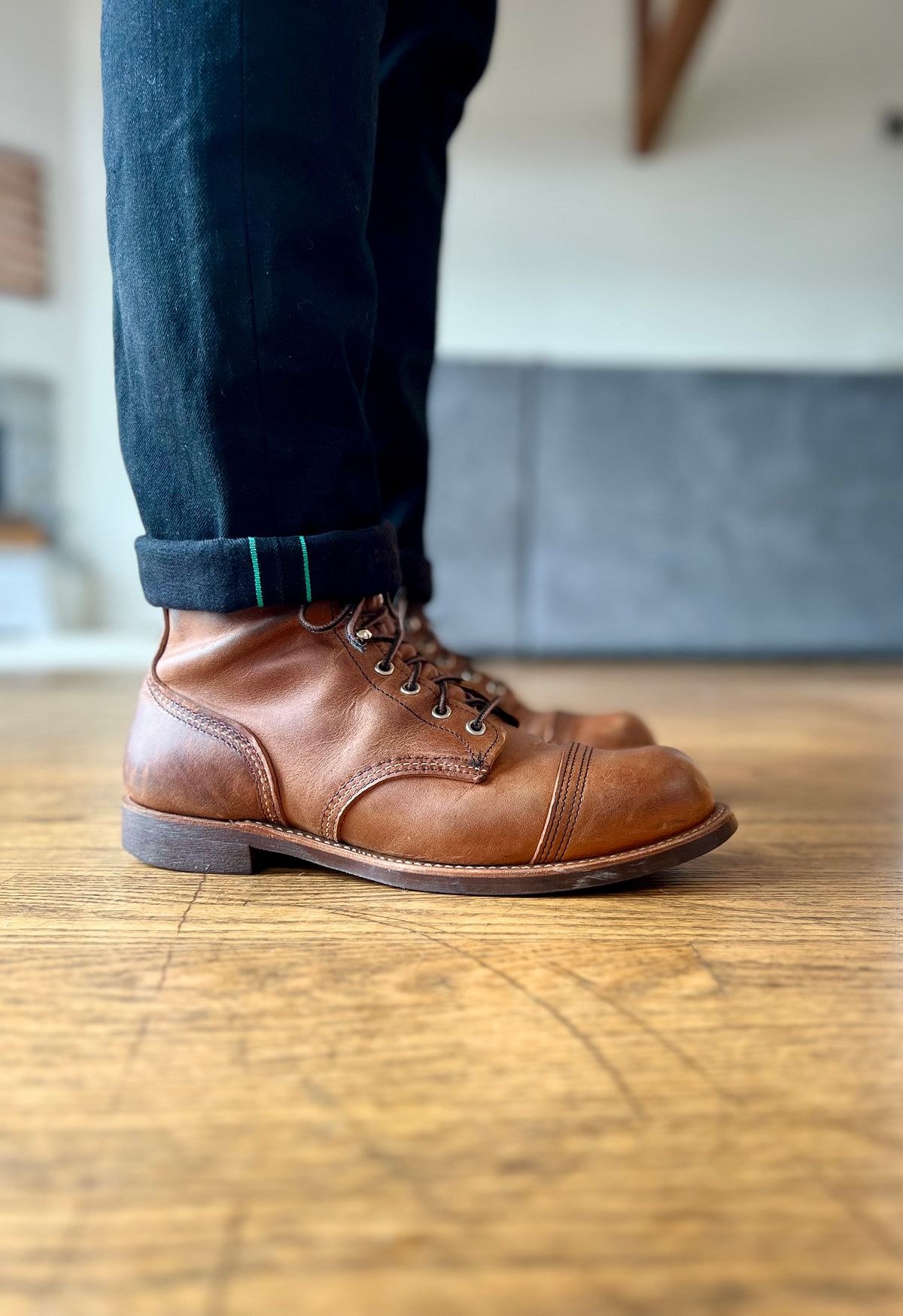 Photo by patinatimes on March 11, 2023 of the Red Wing Iron Ranger in S.B. Foot Copper Rough and Tough.