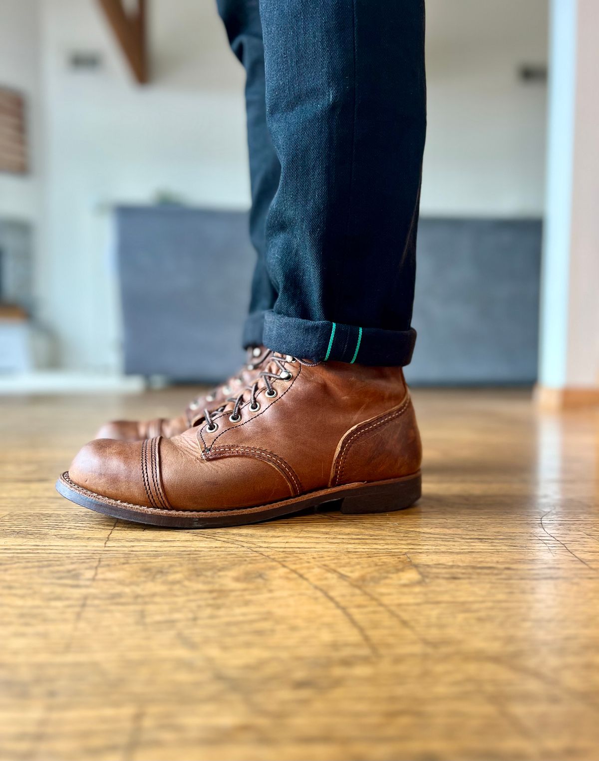 Photo by patinatimes on March 11, 2023 of the Red Wing Iron Ranger in S.B. Foot Copper Rough and Tough.