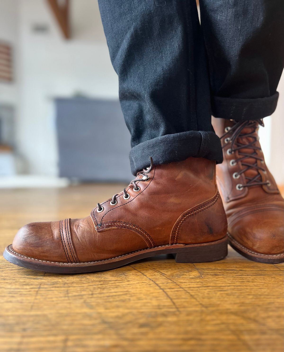Photo by patinatimes on March 11, 2023 of the Red Wing Iron Ranger in S.B. Foot Copper Rough and Tough.