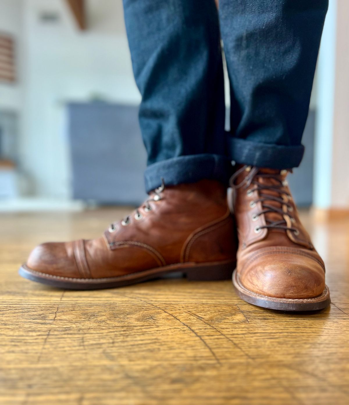 Photo by patinatimes on March 11, 2023 of the Red Wing Iron Ranger in S.B. Foot Copper Rough and Tough.