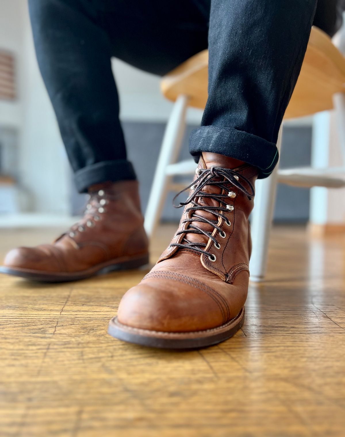 Photo by patinatimes on March 11, 2023 of the Red Wing Iron Ranger in S.B. Foot Copper Rough and Tough.