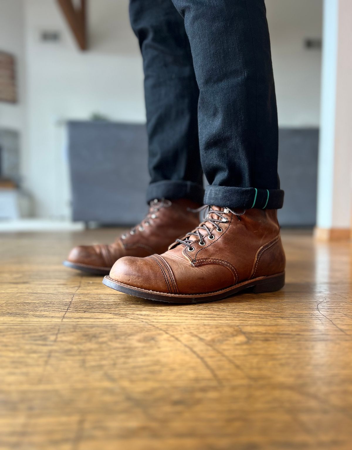Photo by patinatimes on March 11, 2023 of the Red Wing Iron Ranger in S.B. Foot Copper Rough and Tough.