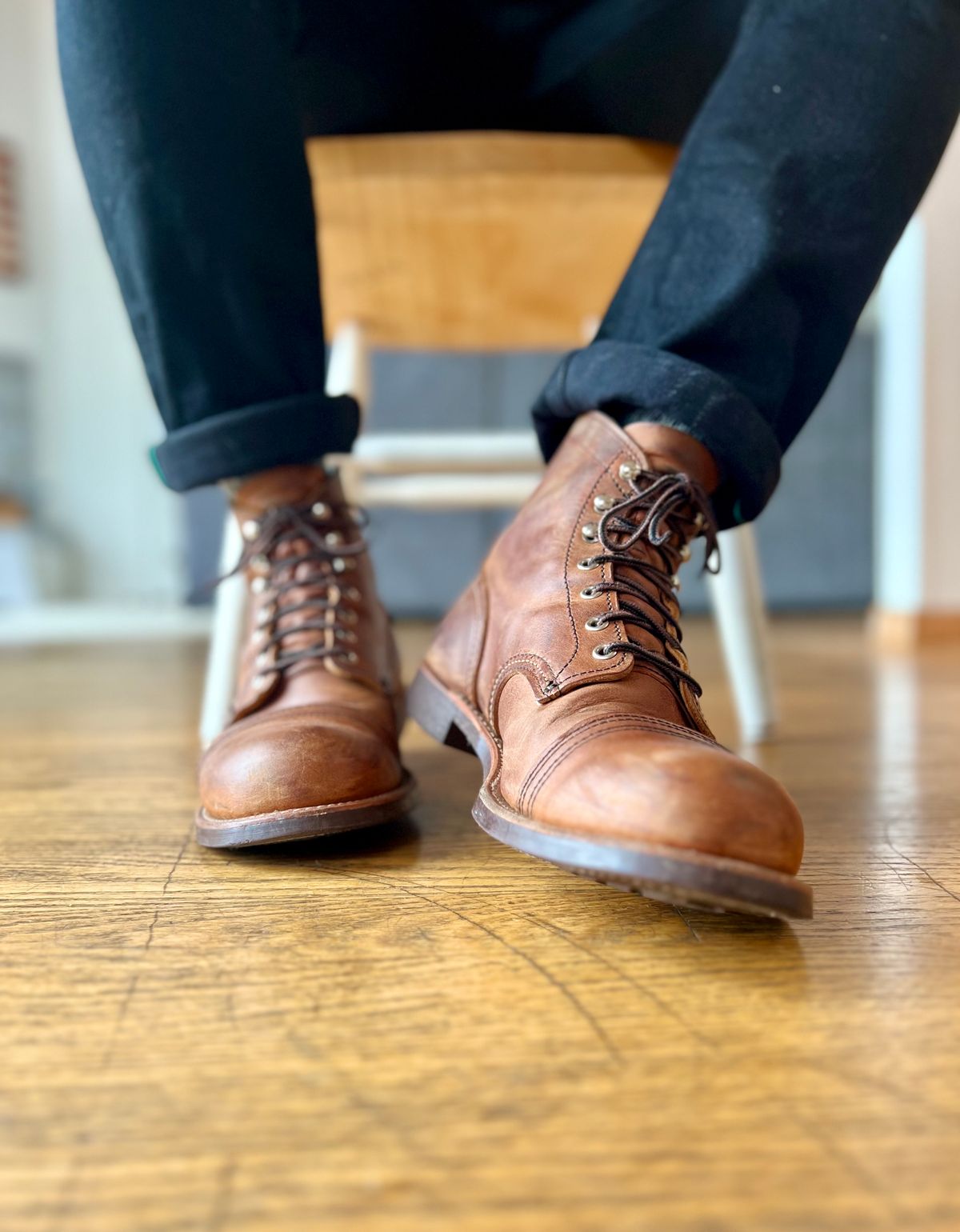 Photo by patinatimes on March 11, 2023 of the Red Wing Iron Ranger in S.B. Foot Copper Rough and Tough.
