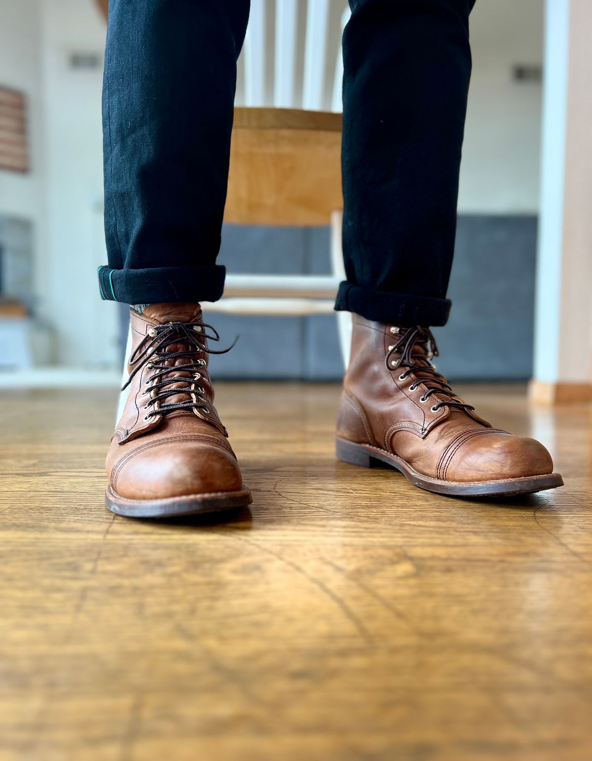 Photo by patinatimes on March 11, 2023 of the Red Wing Iron Ranger in S.B. Foot Copper Rough and Tough.
