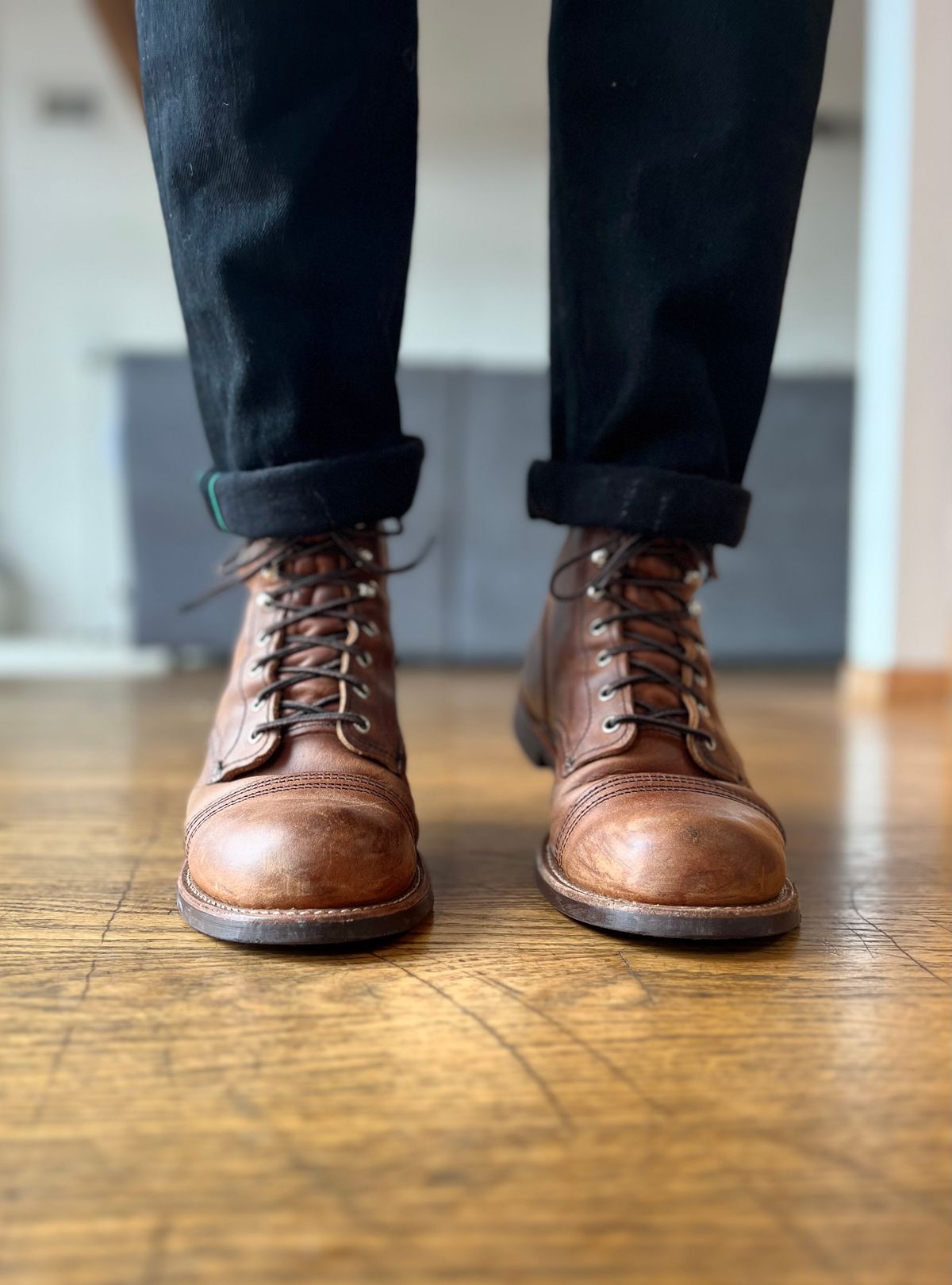 Photo by patinatimes on March 11, 2023 of the Red Wing Iron Ranger in S.B. Foot Copper Rough and Tough.
