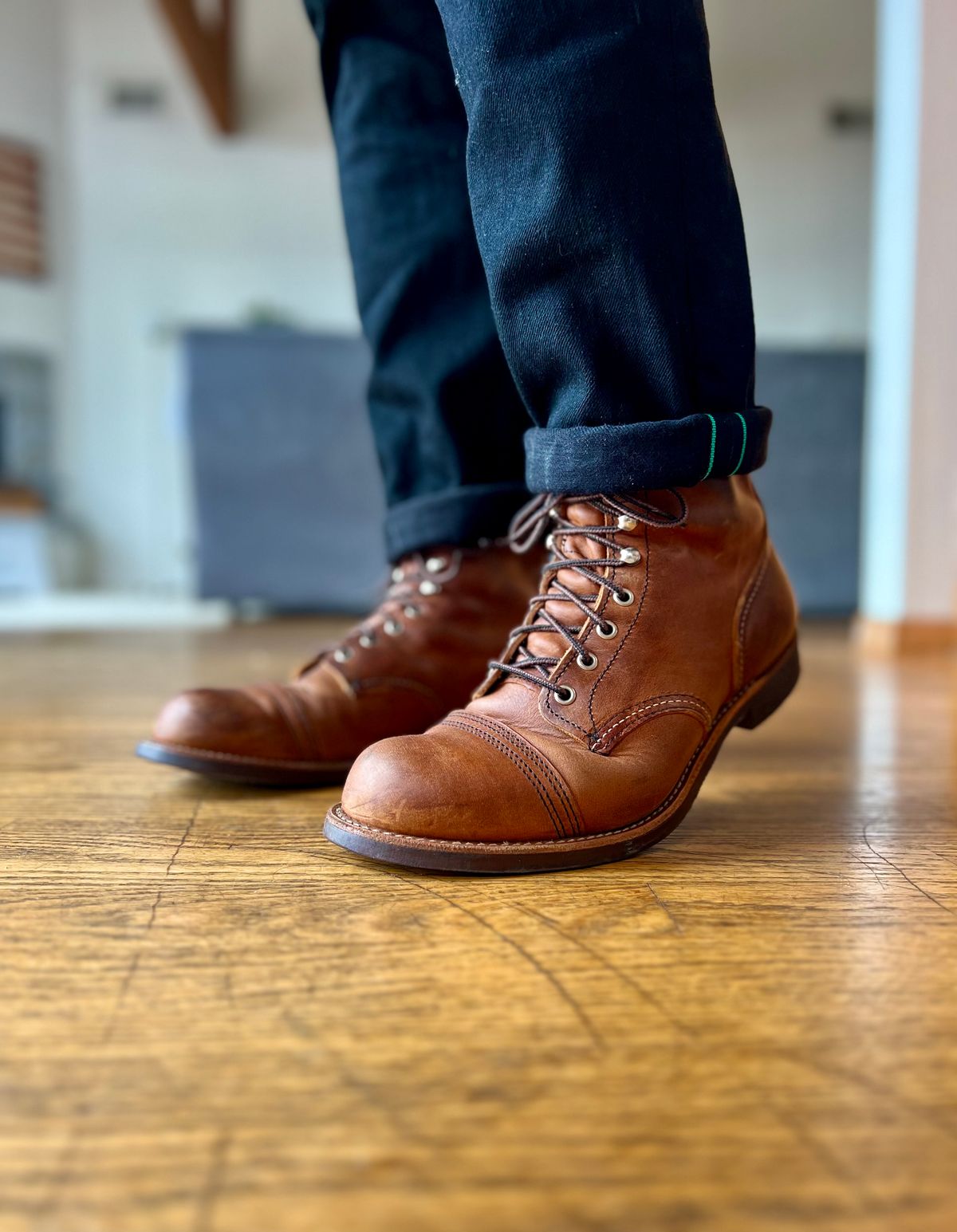 Photo by patinatimes on March 11, 2023 of the Red Wing Iron Ranger in S.B. Foot Copper Rough and Tough.