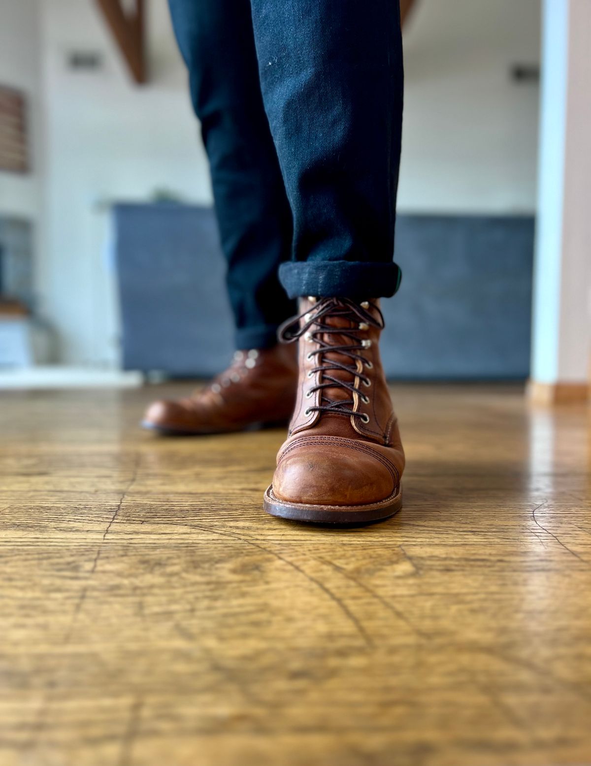 Photo by patinatimes on March 11, 2023 of the Red Wing Iron Ranger in S.B. Foot Copper Rough and Tough.