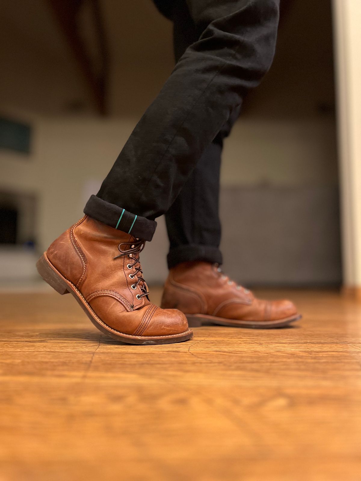 Photo by patinatimes on January 25, 2024 of the Red Wing Iron Ranger in S.B. Foot Copper Rough and Tough.