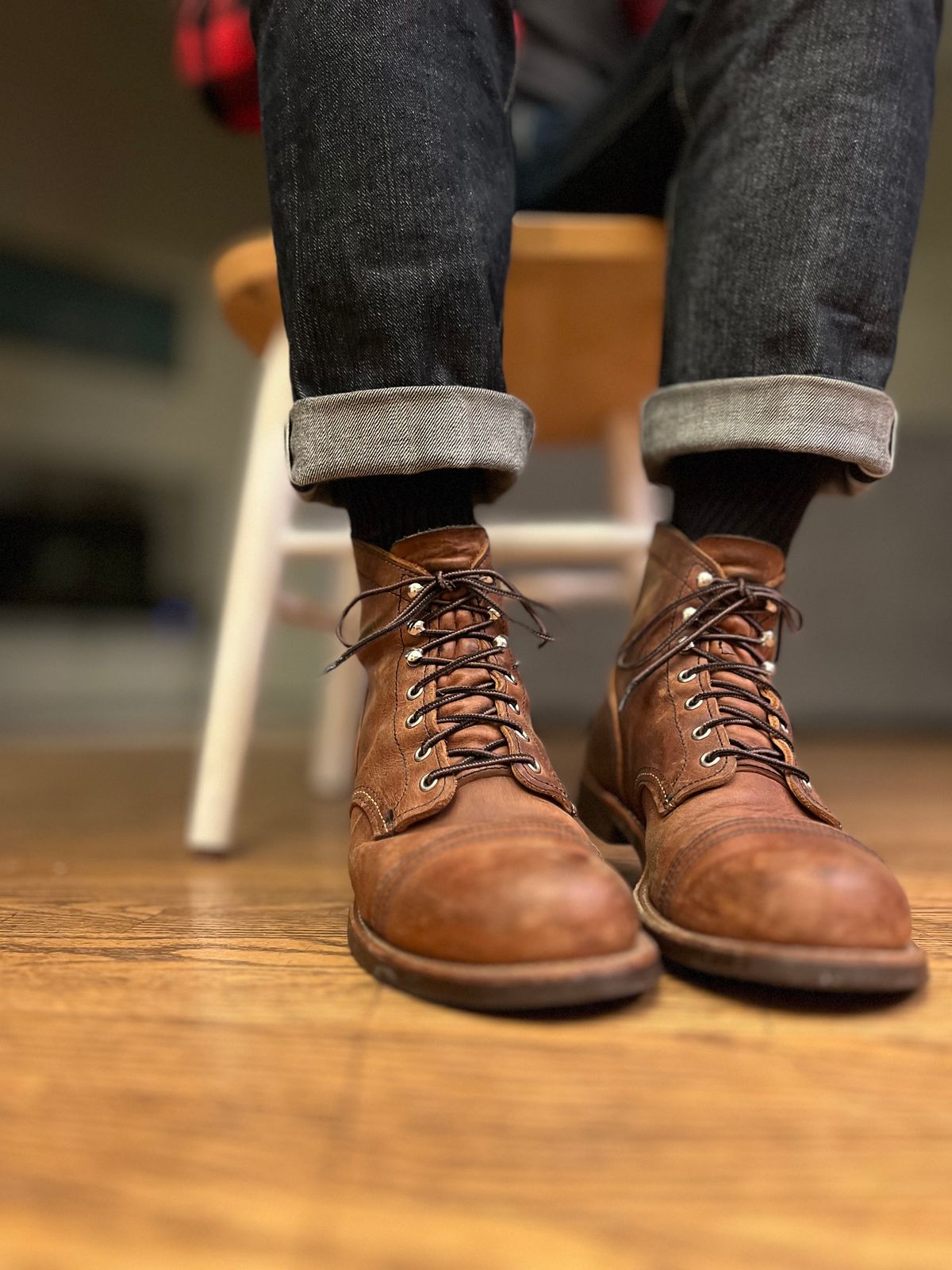 Photo by patinatimes on December 15, 2023 of the Red Wing Iron Ranger in S.B. Foot Copper Rough and Tough.