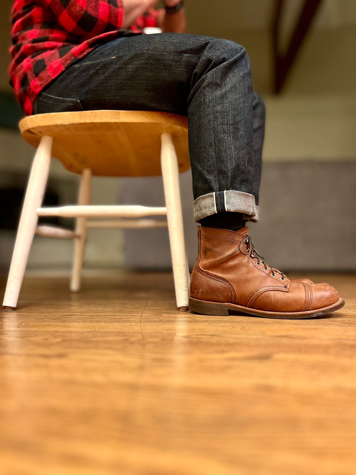 Photo by patinatimes on December 15, 2023 of the Red Wing Iron Ranger in S.B. Foot Copper Rough and Tough.