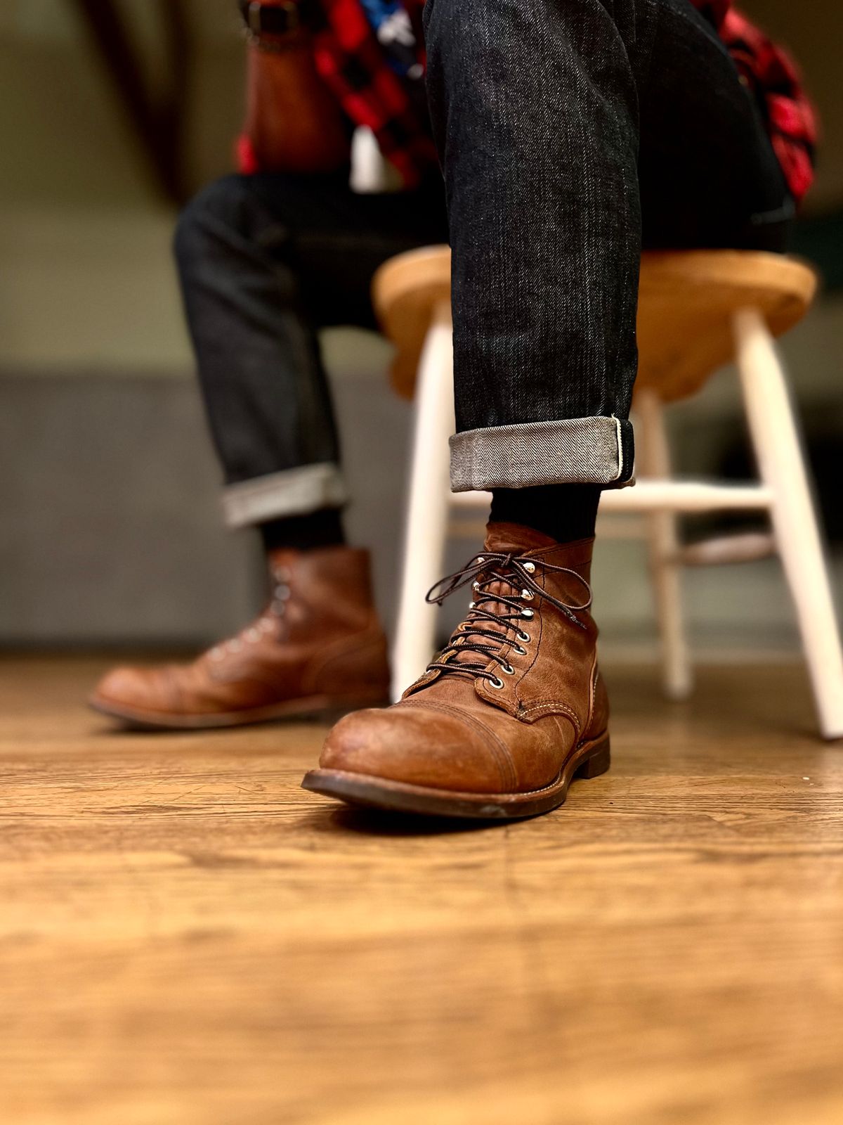 Photo by patinatimes on December 15, 2023 of the Red Wing Iron Ranger in S.B. Foot Copper Rough and Tough.