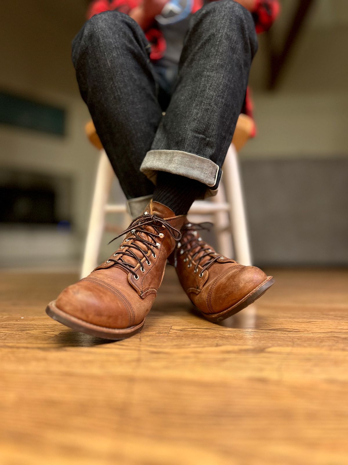 Photo by patinatimes on December 15, 2023 of the Red Wing Iron Ranger in S.B. Foot Copper Rough and Tough.