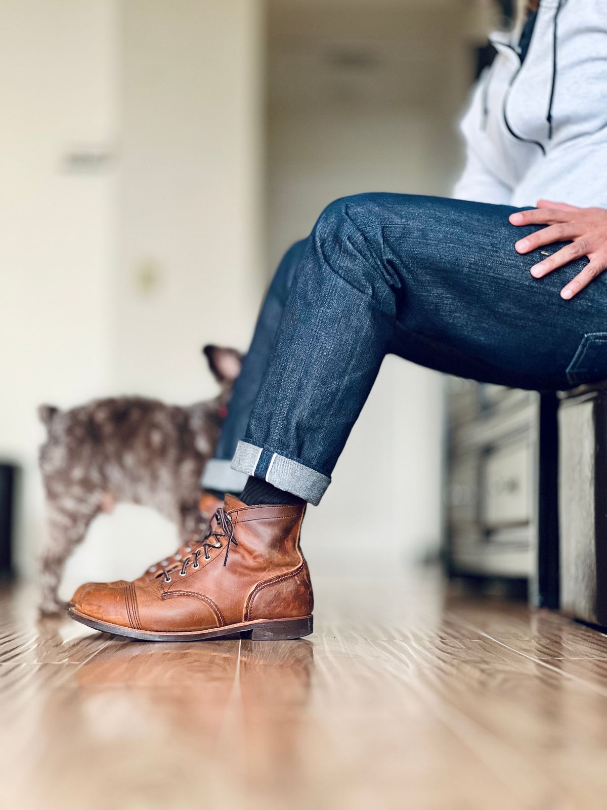 Photo by patinatimes on March 6, 2024 of the Red Wing Iron Ranger in S.B. Foot Copper Rough and Tough.