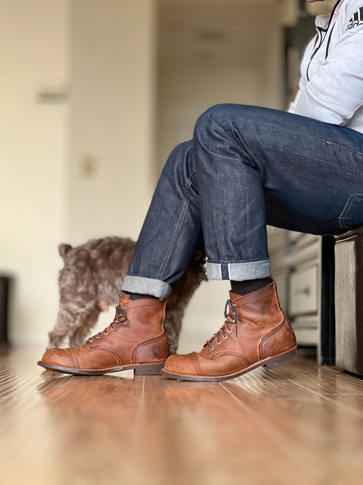 Photo by patinatimes on March 6, 2024 of the Red Wing Iron Ranger in S.B. Foot Copper Rough and Tough.