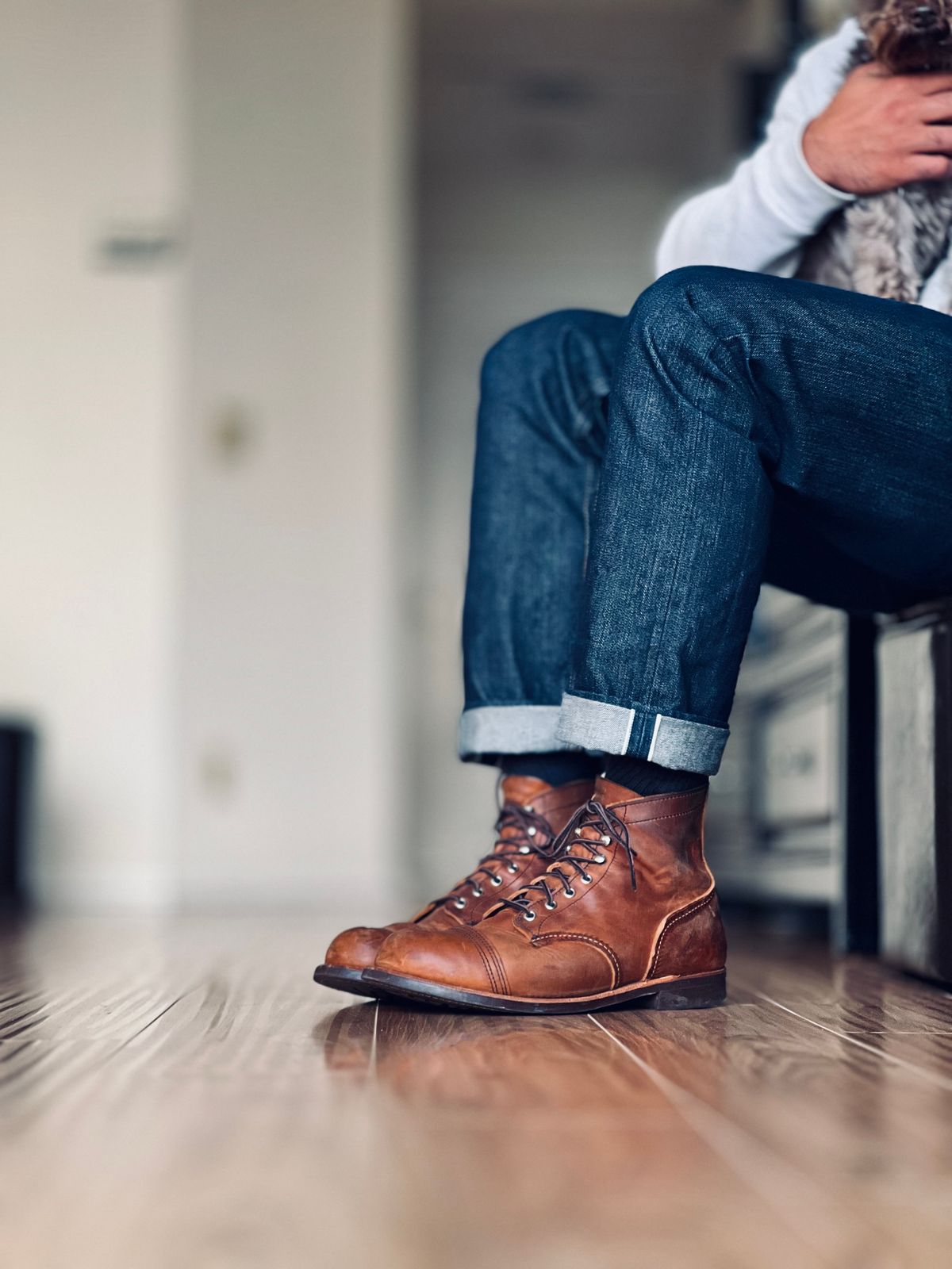 Photo by patinatimes on March 6, 2024 of the Red Wing Iron Ranger in S.B. Foot Copper Rough and Tough.