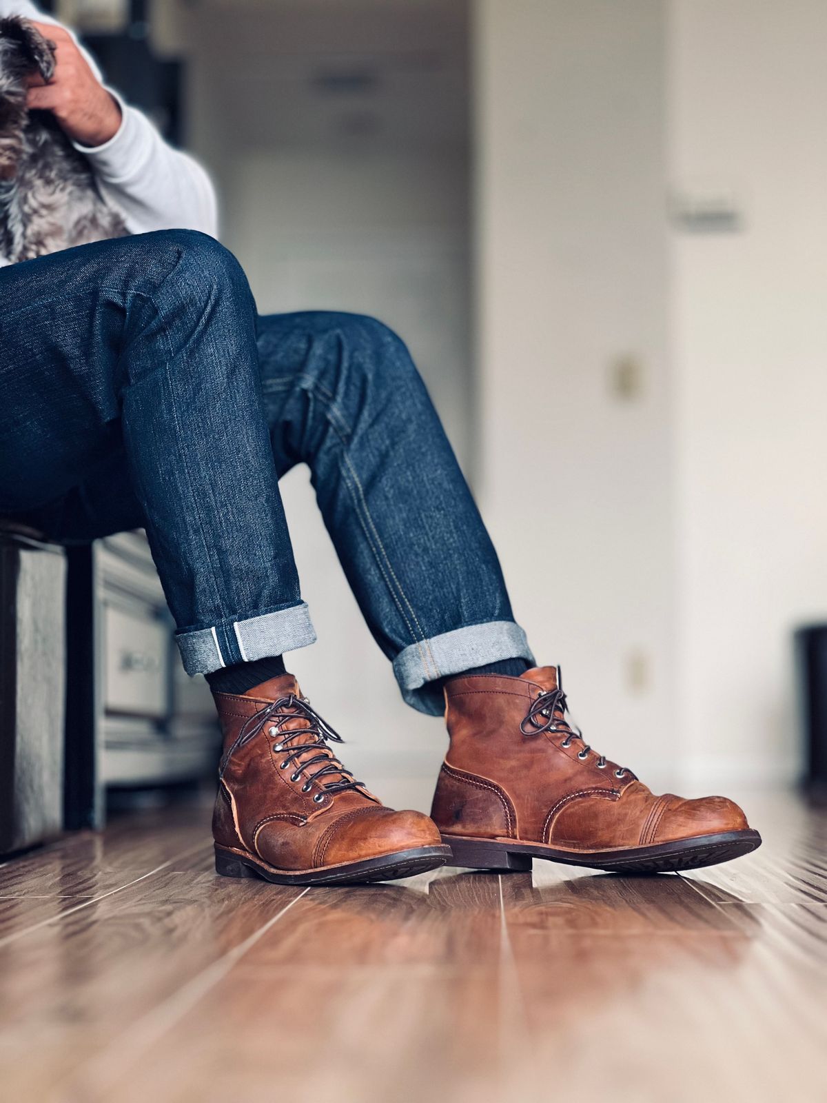 Photo by patinatimes on March 6, 2024 of the Red Wing Iron Ranger in S.B. Foot Copper Rough and Tough.
