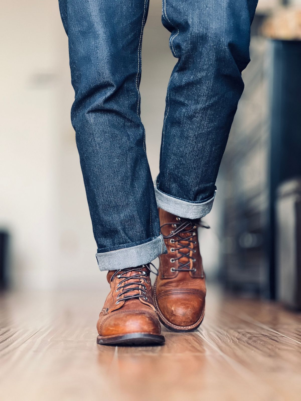 Photo by patinatimes on March 6, 2024 of the Red Wing Iron Ranger in S.B. Foot Copper Rough and Tough.