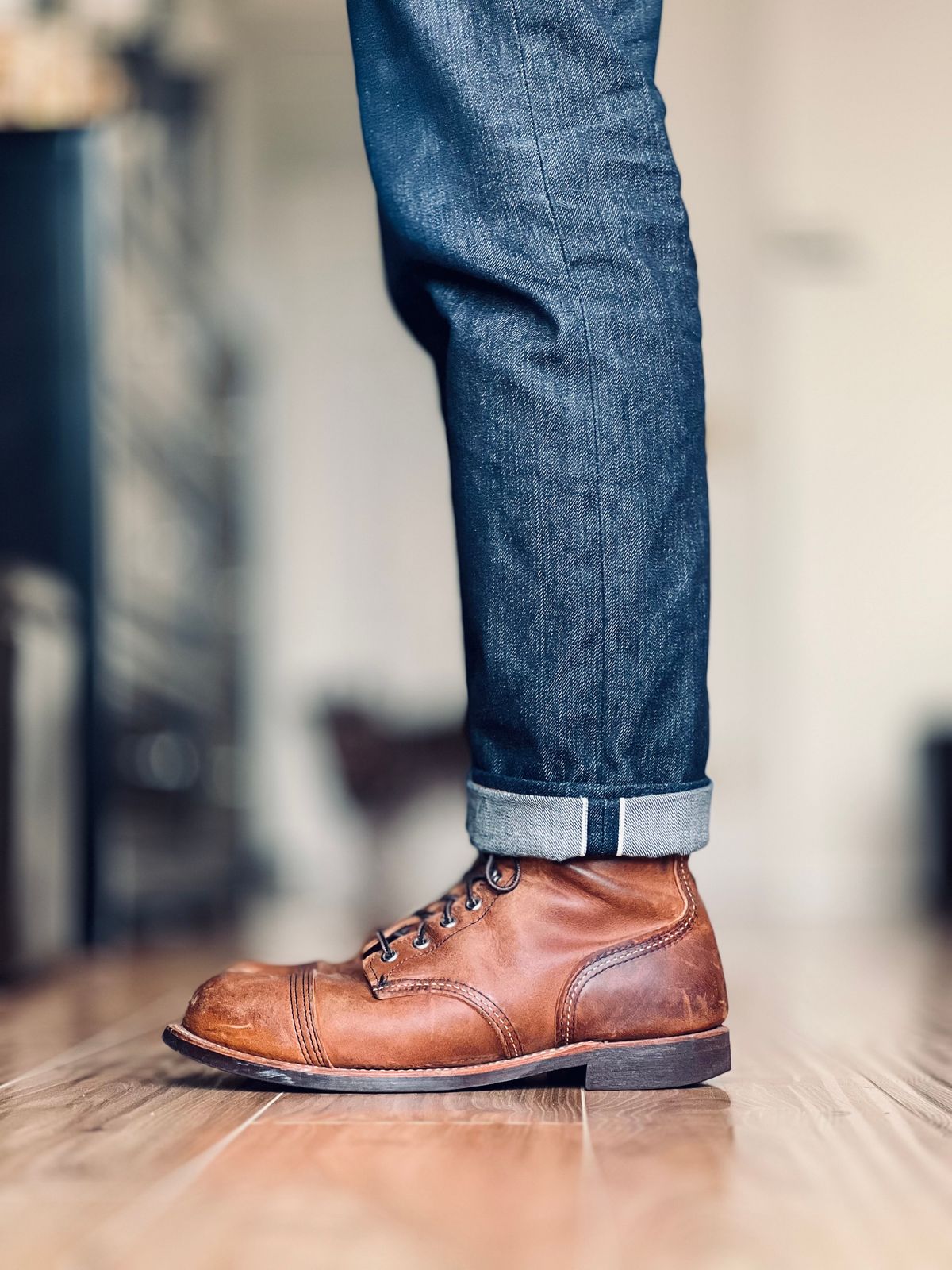 Photo by patinatimes on March 6, 2024 of the Red Wing Iron Ranger in S.B. Foot Copper Rough and Tough.