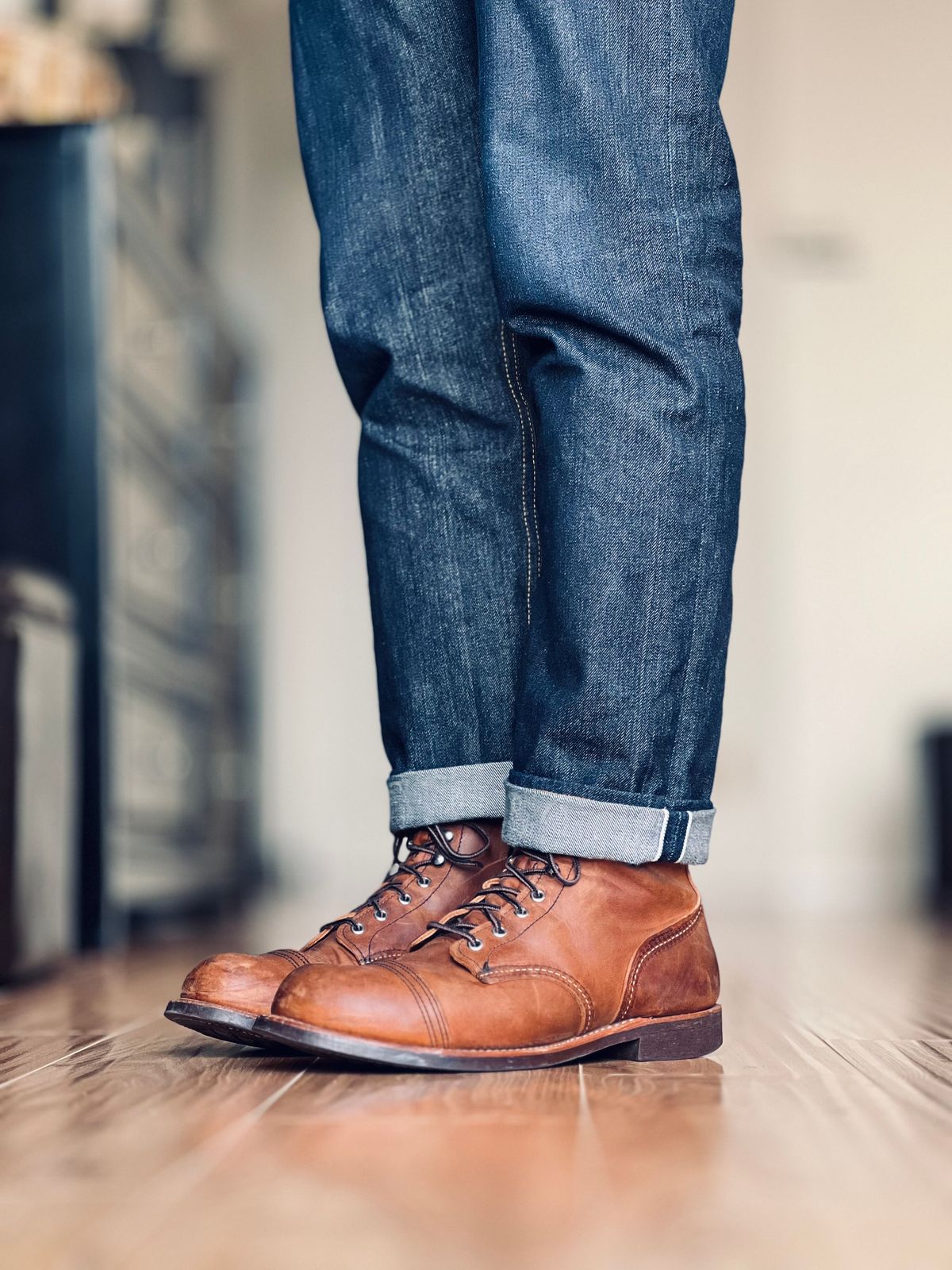 Photo by patinatimes on March 6, 2024 of the Red Wing Iron Ranger in S.B. Foot Copper Rough and Tough.