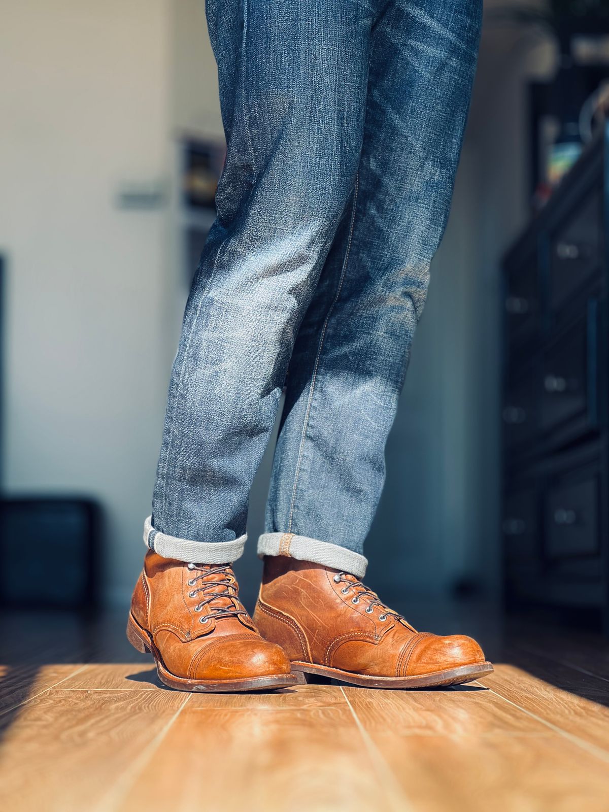 Photo by patinatimes on July 1, 2024 of the Red Wing Iron Ranger in S.B. Foot Copper Rough and Tough.