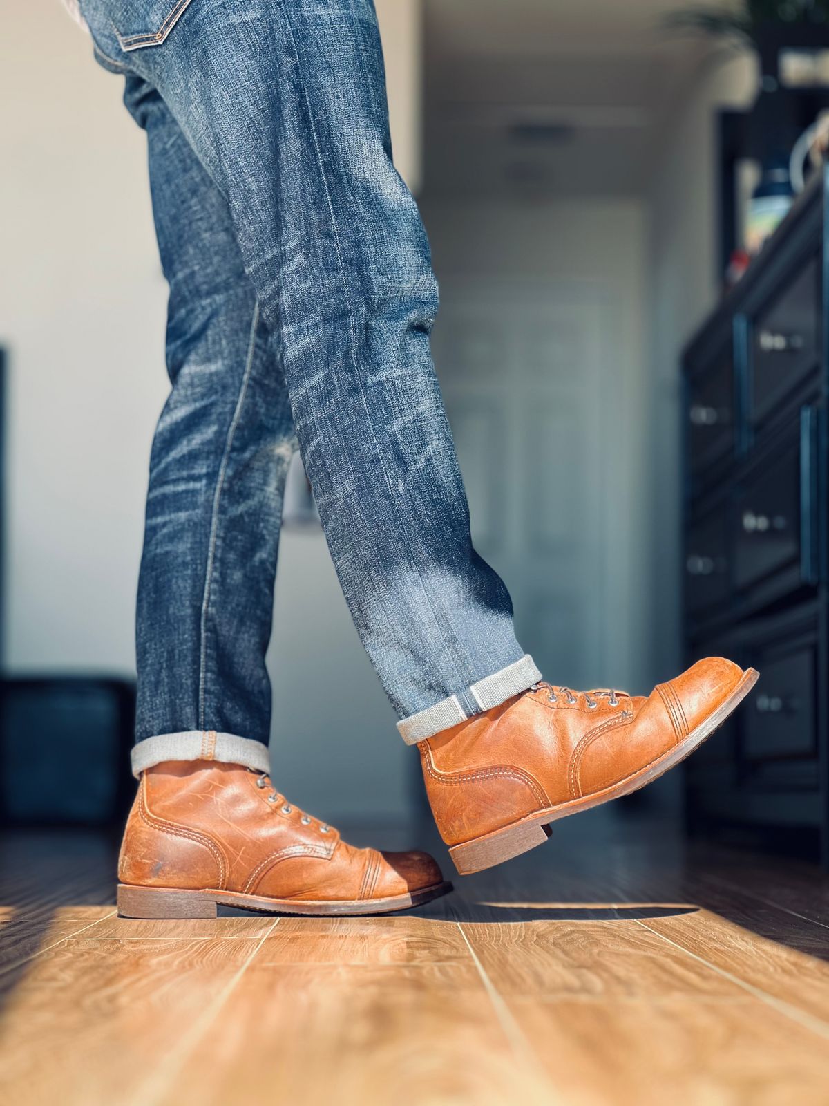 Photo by patinatimes on July 1, 2024 of the Red Wing Iron Ranger in S.B. Foot Copper Rough and Tough.