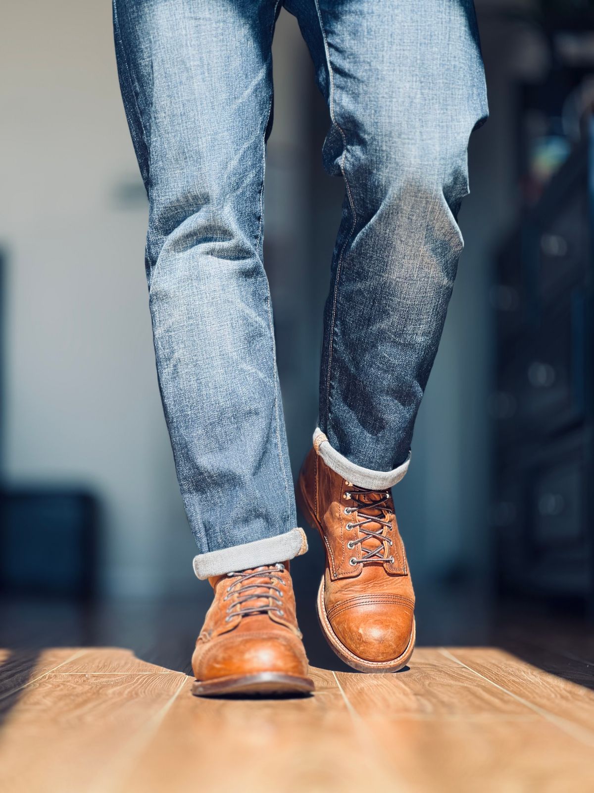 Photo by patinatimes on July 1, 2024 of the Red Wing Iron Ranger in S.B. Foot Copper Rough and Tough.