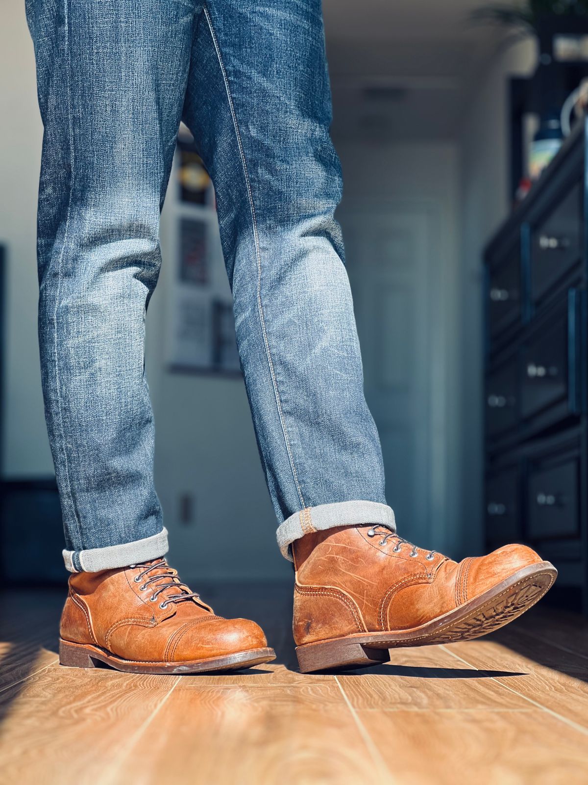 Photo by patinatimes on July 1, 2024 of the Red Wing Iron Ranger in S.B. Foot Copper Rough and Tough.