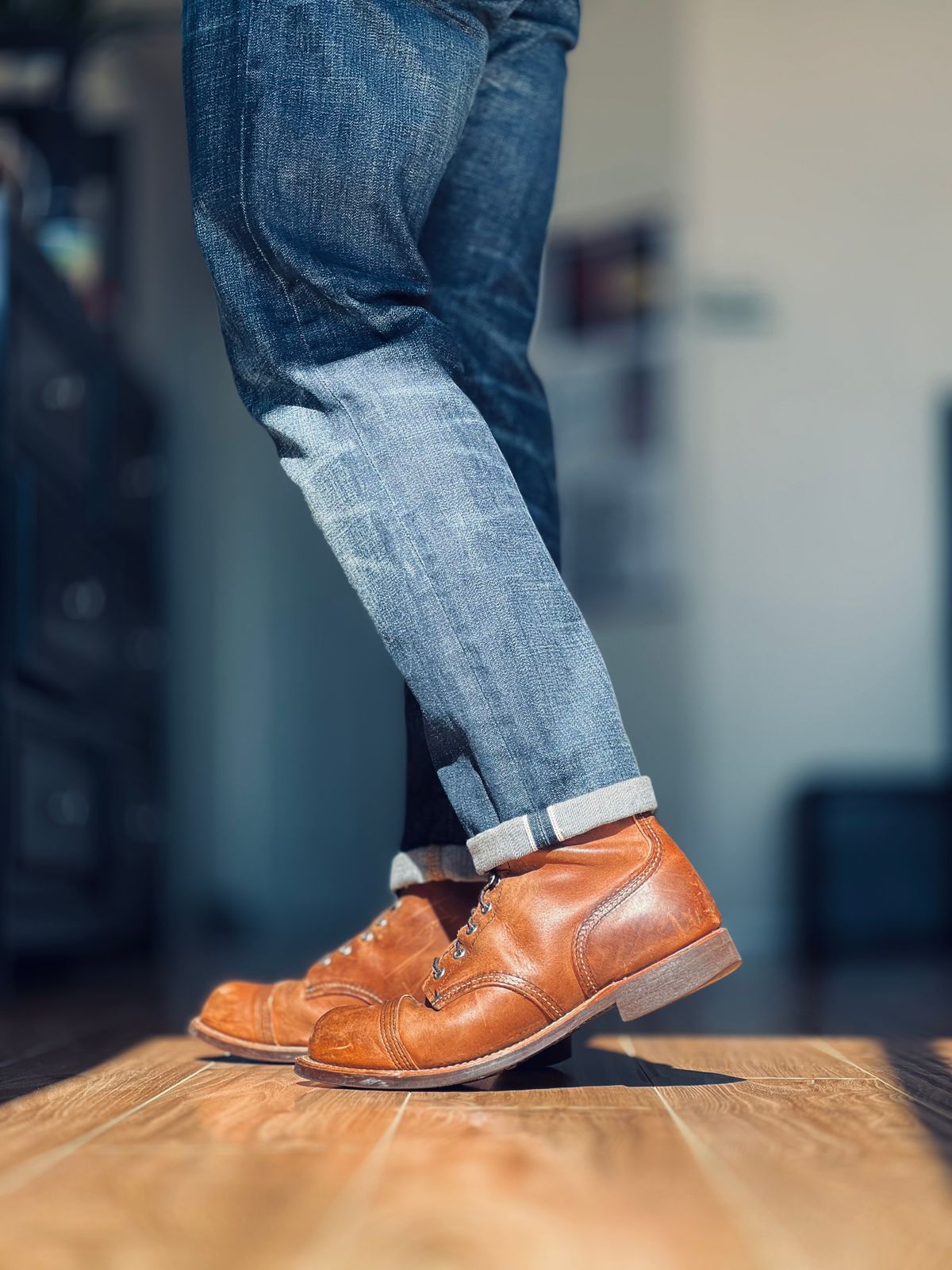 Photo by patinatimes on July 1, 2024 of the Red Wing Iron Ranger in S.B. Foot Copper Rough and Tough.
