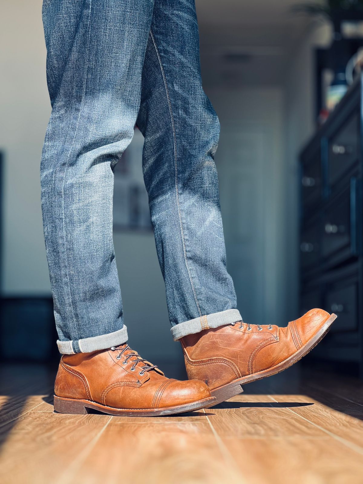Photo by patinatimes on July 1, 2024 of the Red Wing Iron Ranger in S.B. Foot Copper Rough and Tough.