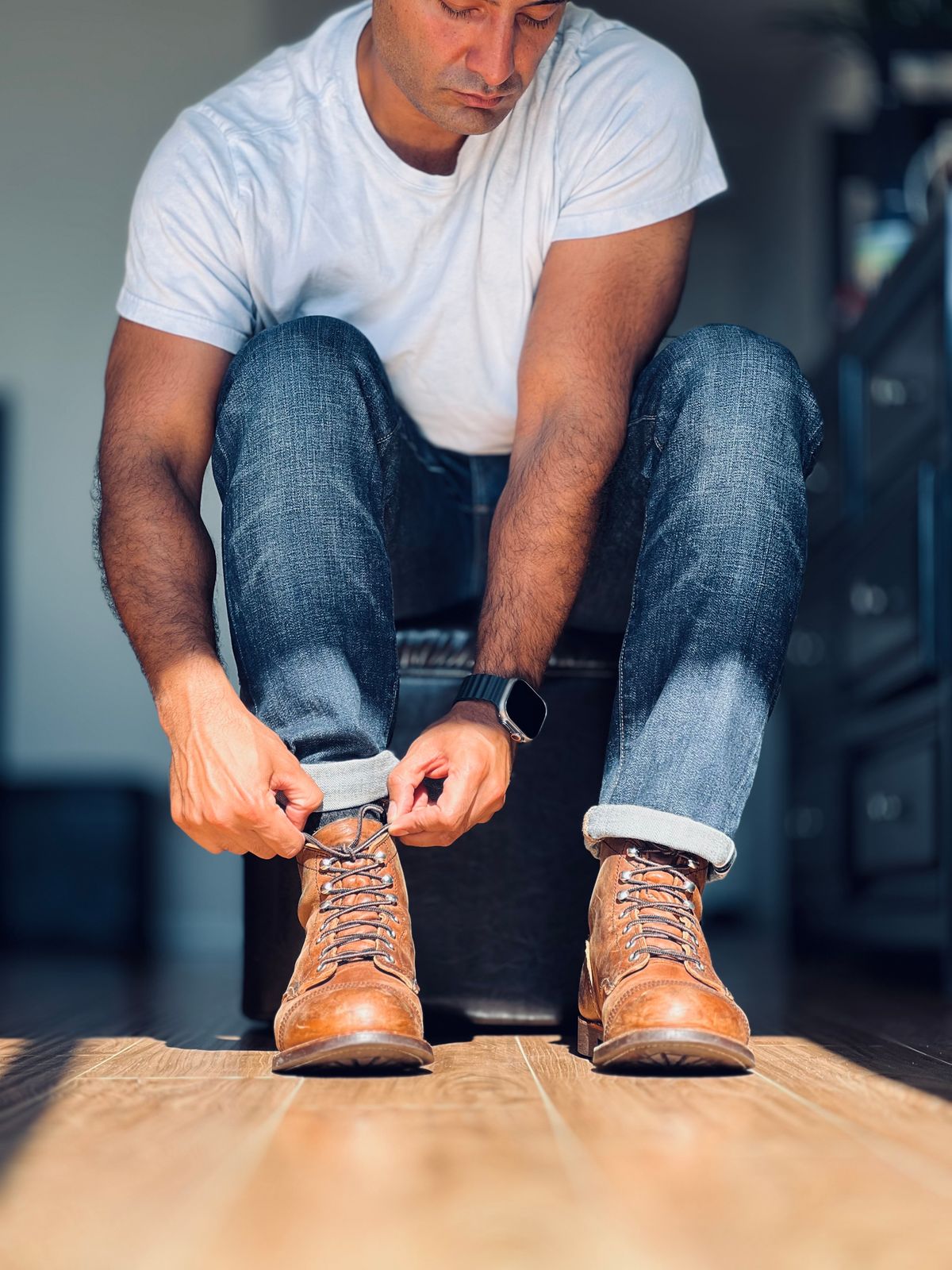 Photo by patinatimes on July 1, 2024 of the Red Wing Iron Ranger in S.B. Foot Copper Rough and Tough.