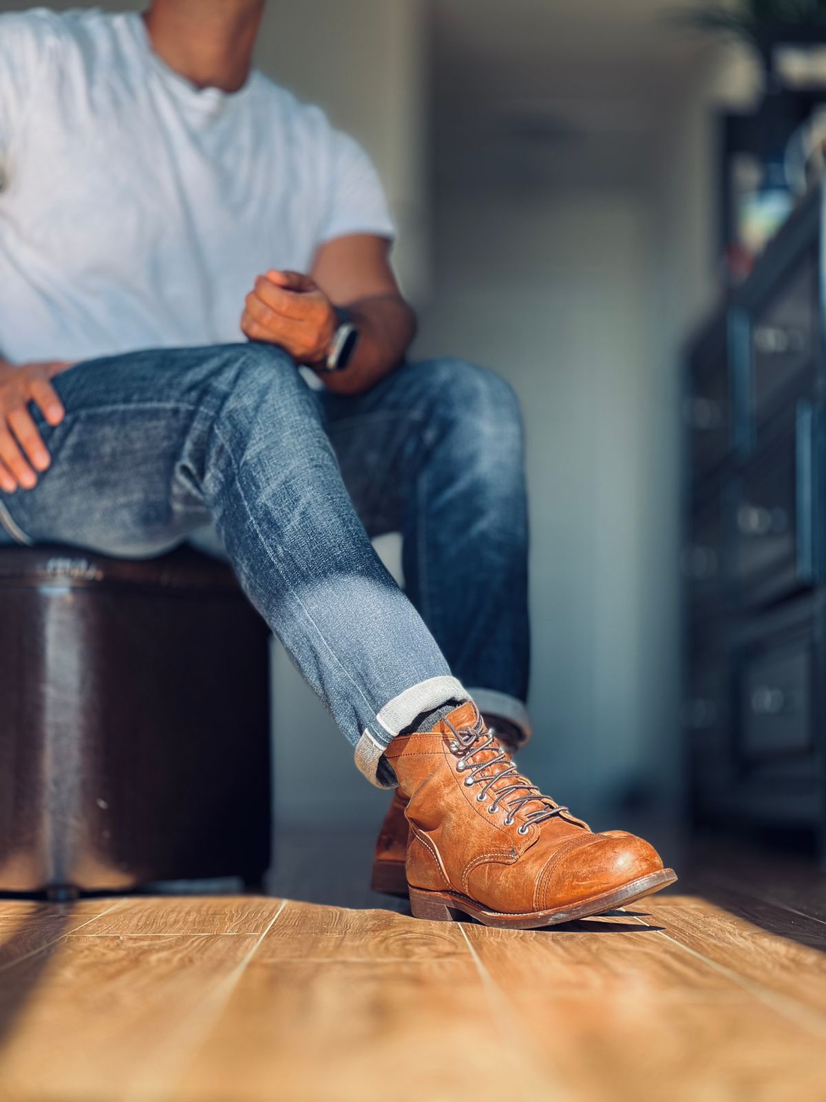 Photo by patinatimes on July 1, 2024 of the Red Wing Iron Ranger in S.B. Foot Copper Rough and Tough.