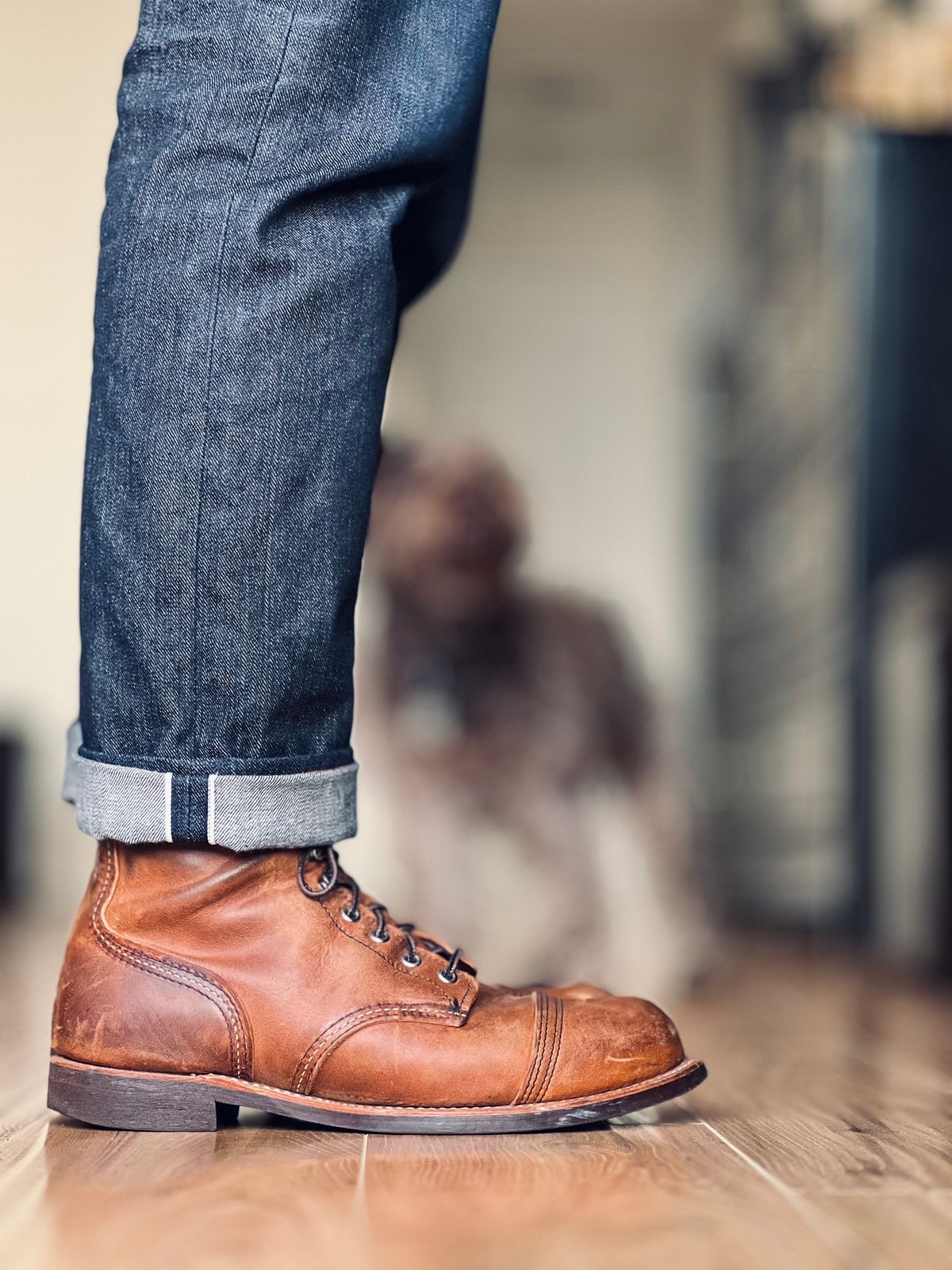 Photo by patinatimes on March 6, 2024 of the Red Wing Iron Ranger in S.B. Foot Copper Rough and Tough.