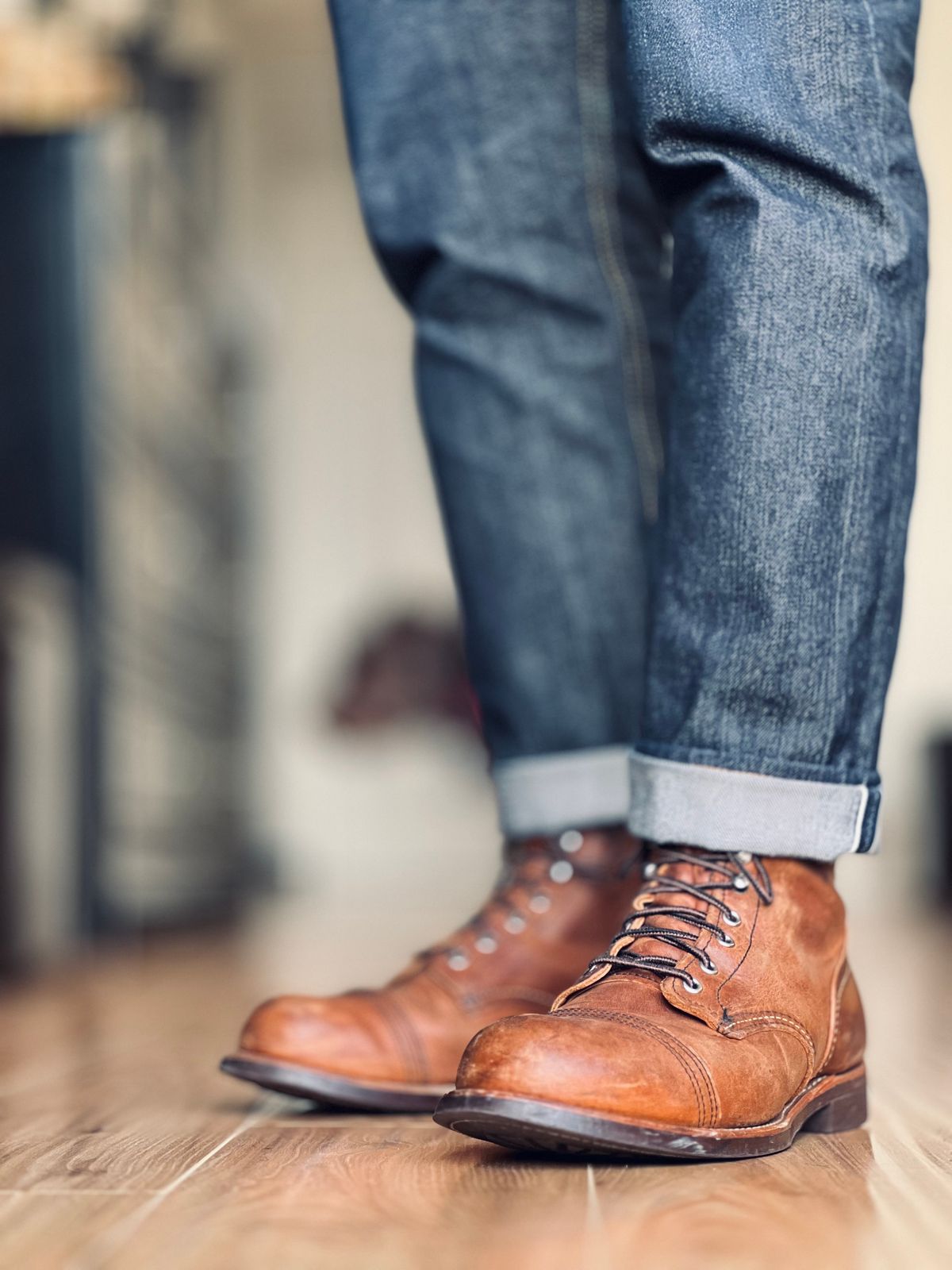Photo by patinatimes on March 6, 2024 of the Red Wing Iron Ranger in S.B. Foot Copper Rough and Tough.