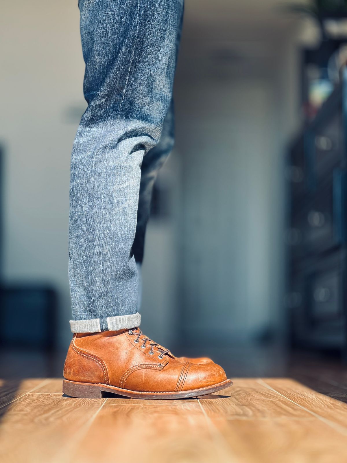 Photo by patinatimes on July 1, 2024 of the Red Wing Iron Ranger in S.B. Foot Copper Rough and Tough.