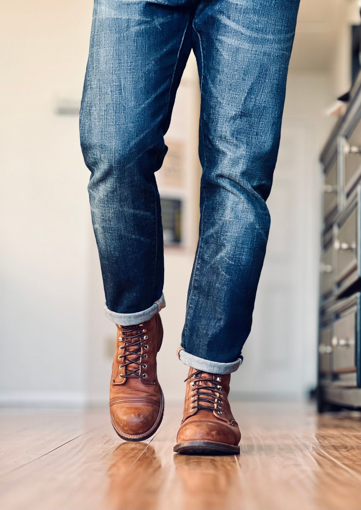 Photo by patinatimes on November 12, 2024 of the Red Wing Iron Ranger in S.B. Foot Copper Rough and Tough.