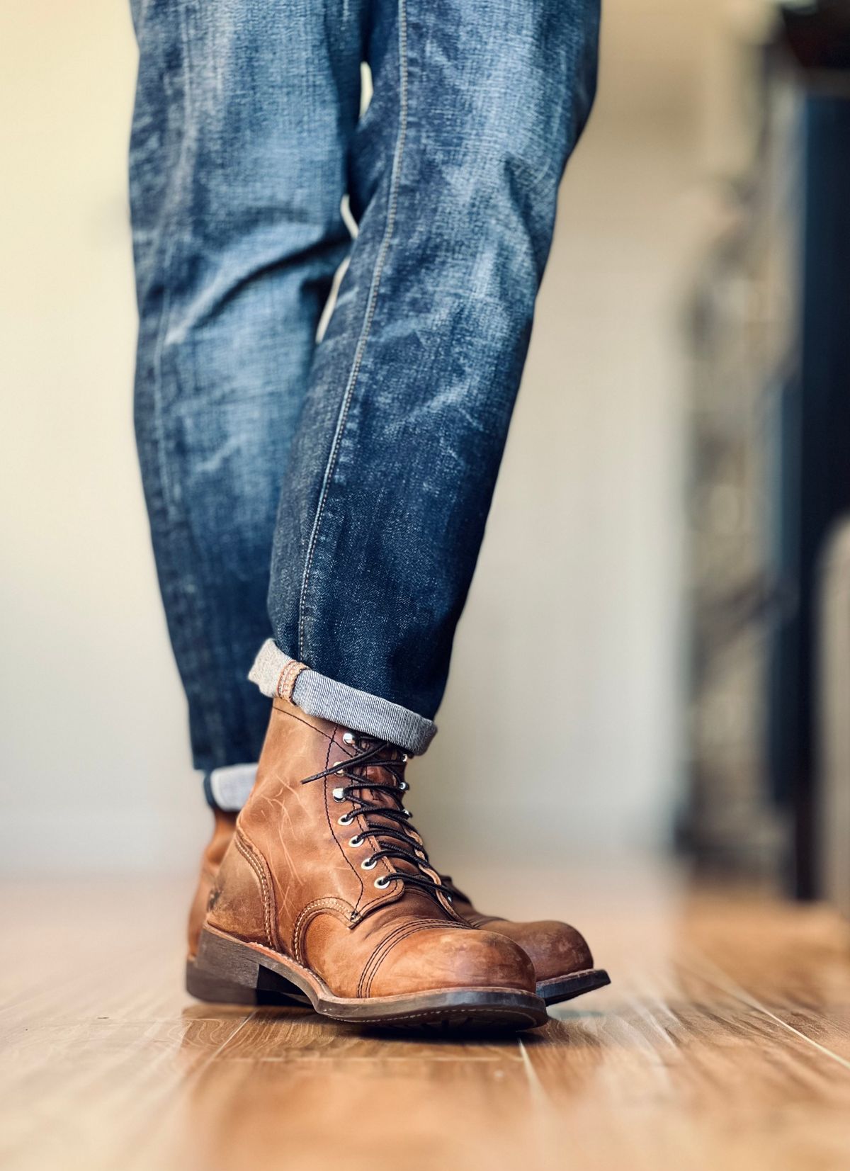Photo by patinatimes on November 13, 2024 of the Red Wing Iron Ranger in S.B. Foot Copper Rough and Tough.
