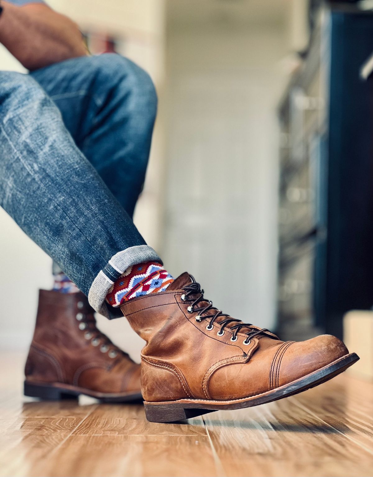 Photo by patinatimes on November 13, 2024 of the Red Wing Iron Ranger in S.B. Foot Copper Rough and Tough.