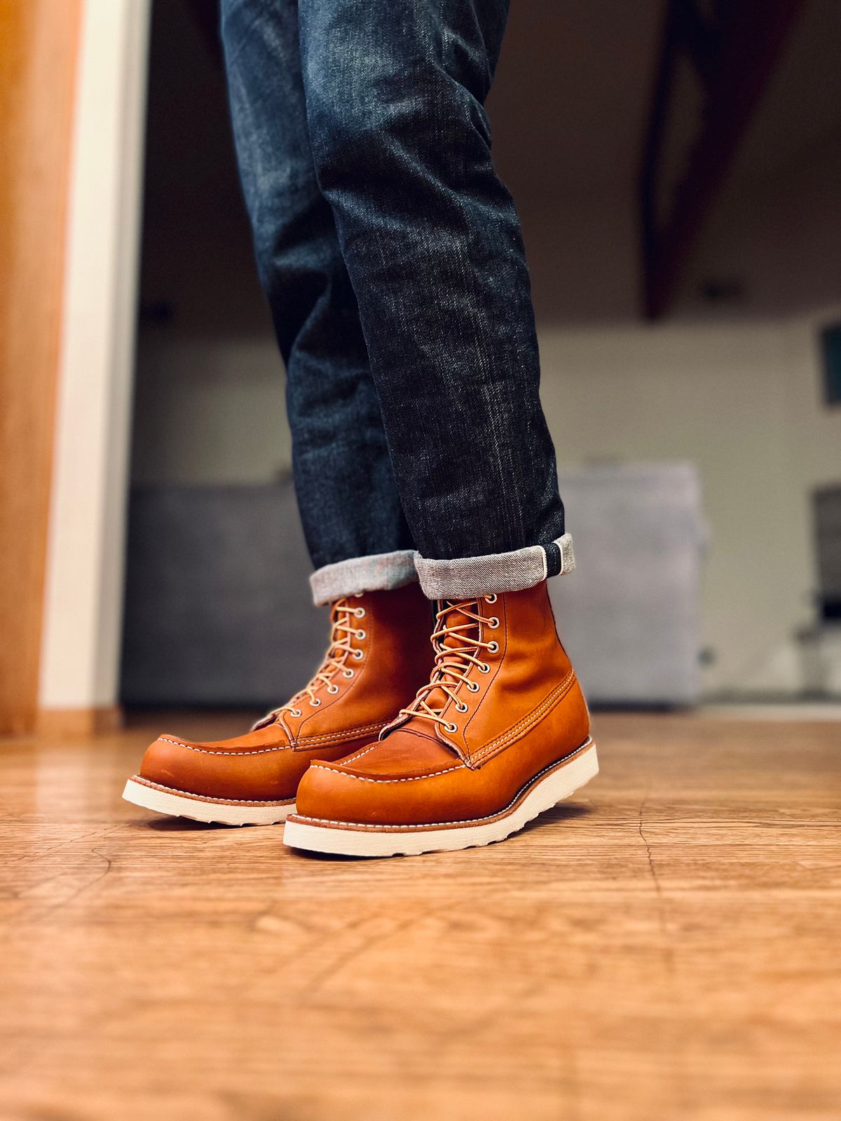 Photo by patinatimes on December 10, 2023 of the Red Wing 8-Inch Classic Moc in S.B. Foot Oro Legacy.