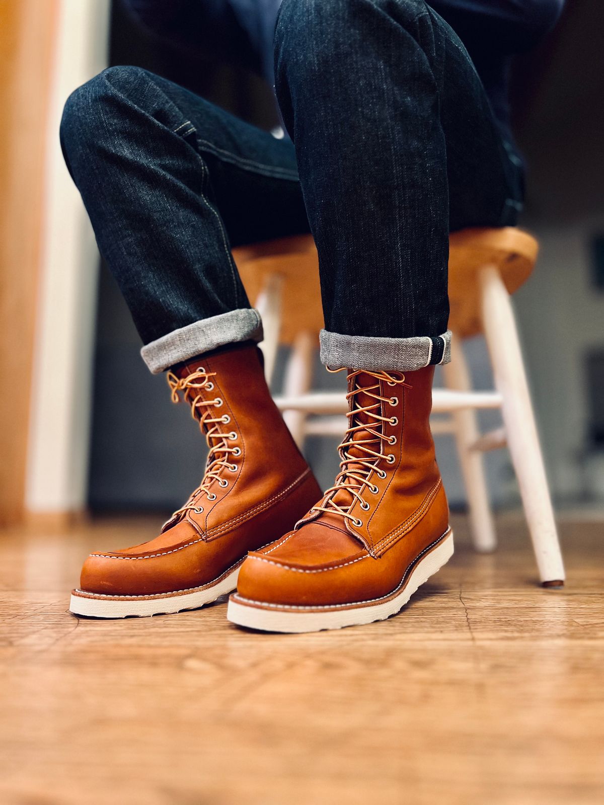 Photo by patinatimes on December 10, 2023 of the Red Wing 8-Inch Classic Moc in S.B. Foot Oro Legacy.