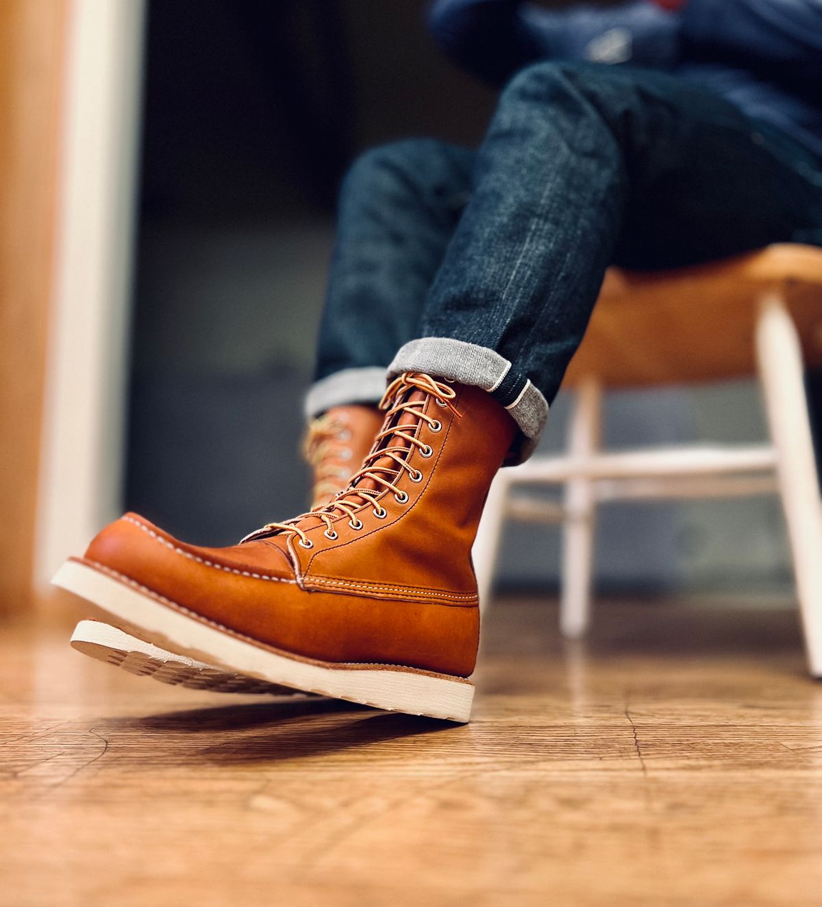 Photo by patinatimes on December 10, 2023 of the Red Wing 8-Inch Classic Moc in S.B. Foot Oro Legacy.