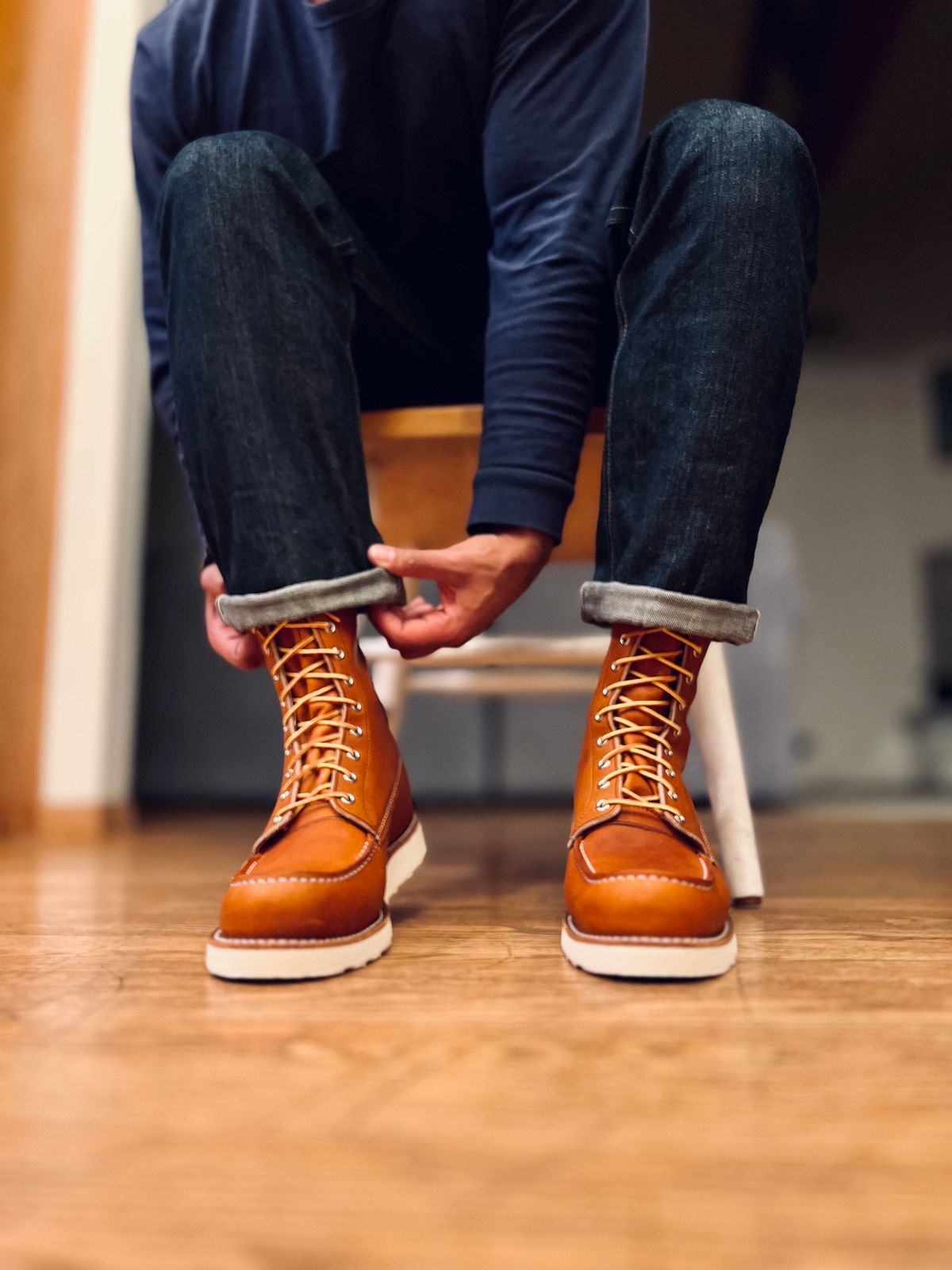 Photo by patinatimes on December 10, 2023 of the Red Wing 8-Inch Classic Moc in S.B. Foot Oro Legacy.