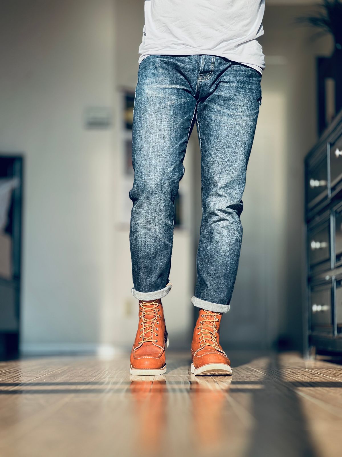 Photo by patinatimes on July 10, 2024 of the Red Wing 8-Inch Classic Moc in S.B. Foot Oro Legacy.