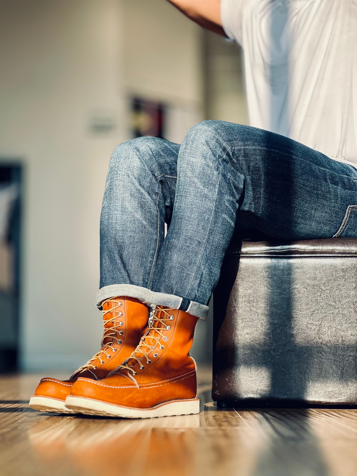 Photo by patinatimes on July 10, 2024 of the Red Wing 8-Inch Classic Moc in S.B. Foot Oro Legacy.
