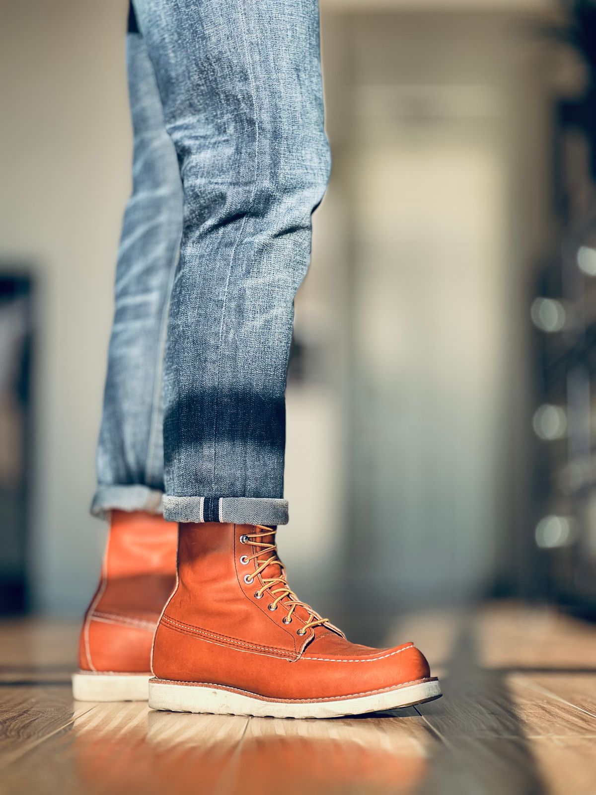 Photo by patinatimes on July 10, 2024 of the Red Wing 8-Inch Classic Moc in S.B. Foot Oro Legacy.