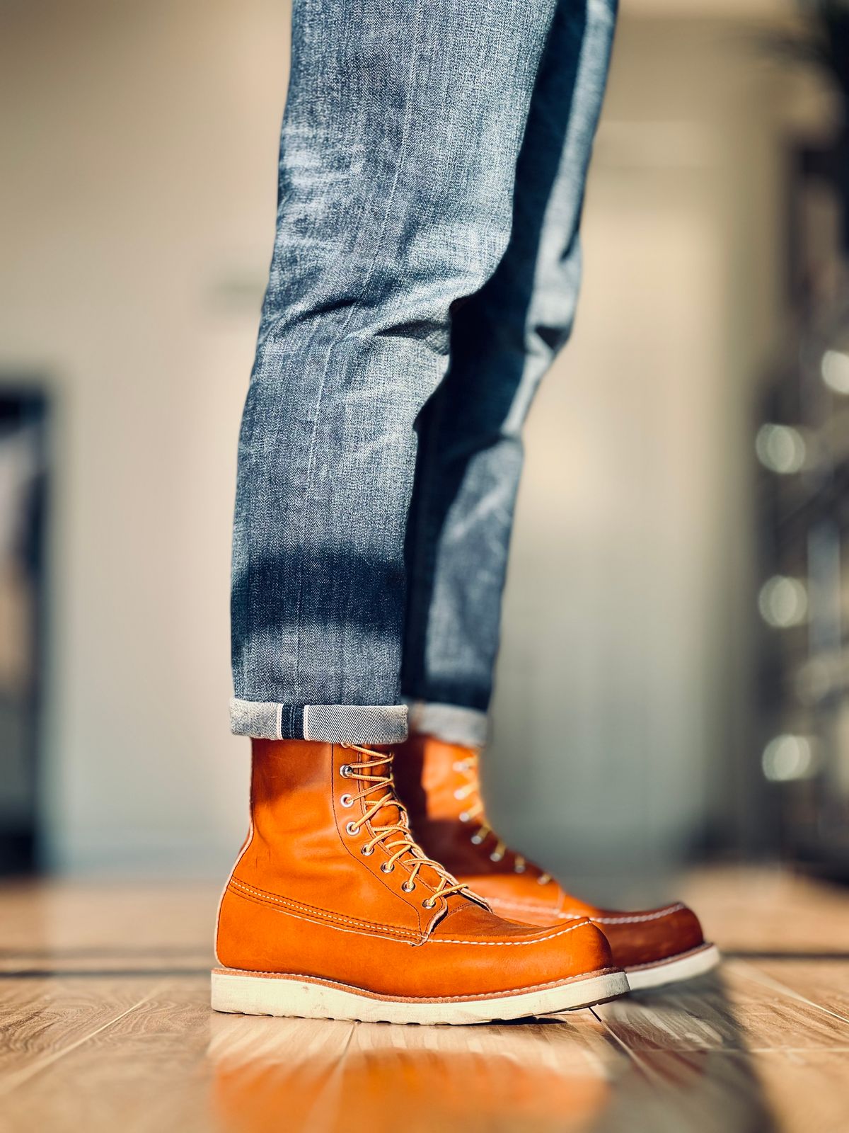 Photo by patinatimes on July 10, 2024 of the Red Wing 8-Inch Classic Moc in S.B. Foot Oro Legacy.