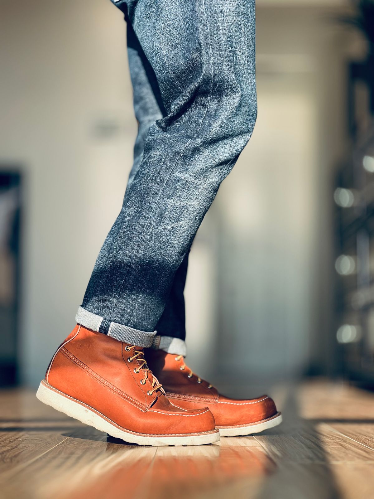Photo by patinatimes on July 10, 2024 of the Red Wing 8-Inch Classic Moc in S.B. Foot Oro Legacy.