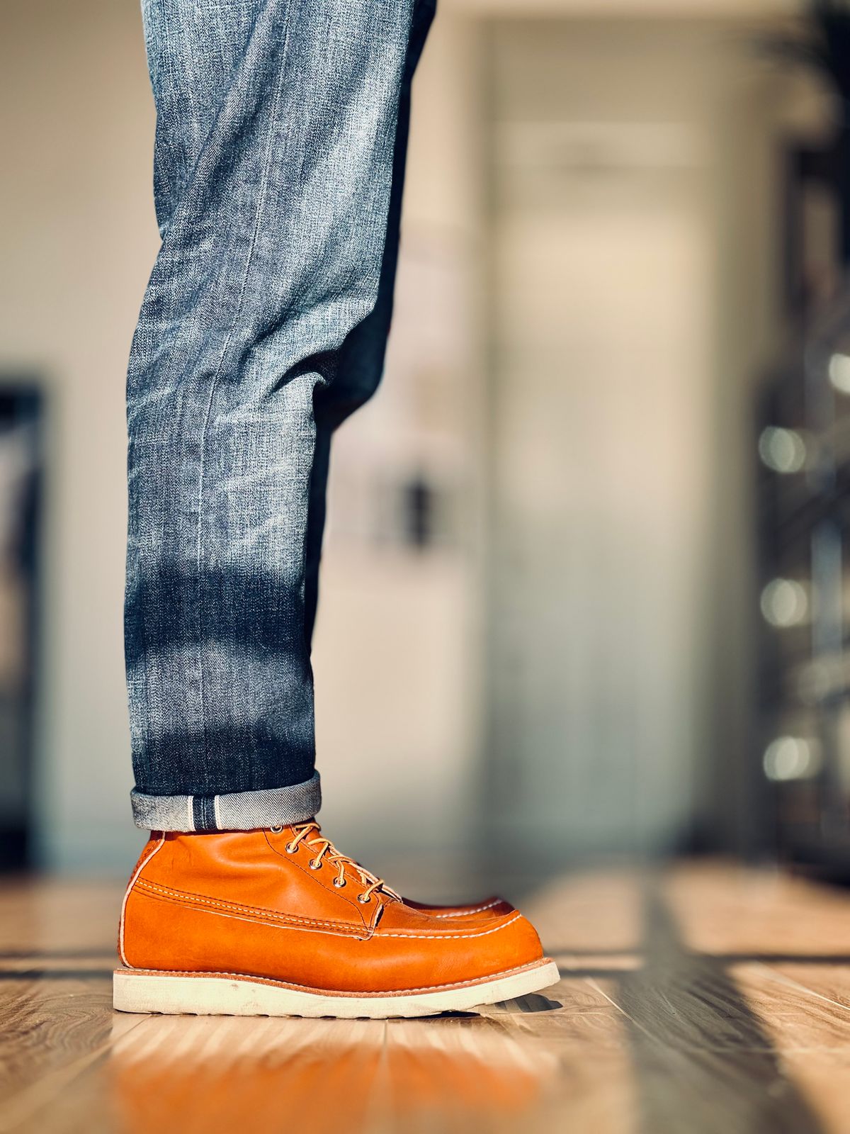 Photo by patinatimes on July 10, 2024 of the Red Wing 8-Inch Classic Moc in S.B. Foot Oro Legacy.