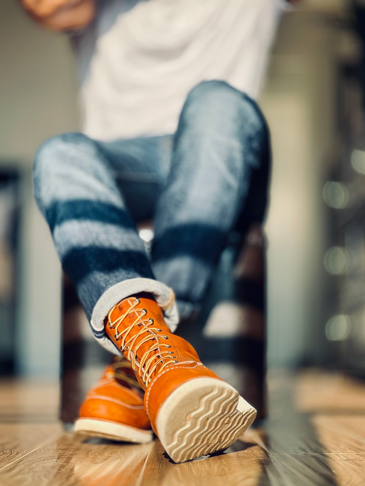 Photo by patinatimes on July 10, 2024 of the Red Wing 8-Inch Classic Moc in S.B. Foot Oro Legacy.