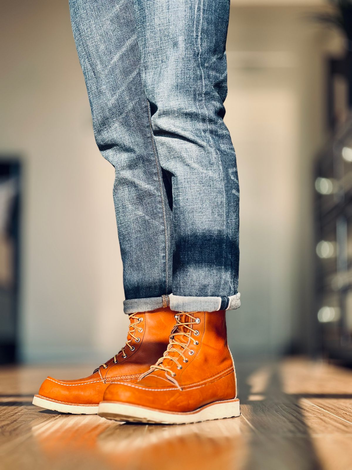 Photo by patinatimes on July 10, 2024 of the Red Wing 8-Inch Classic Moc in S.B. Foot Oro Legacy.