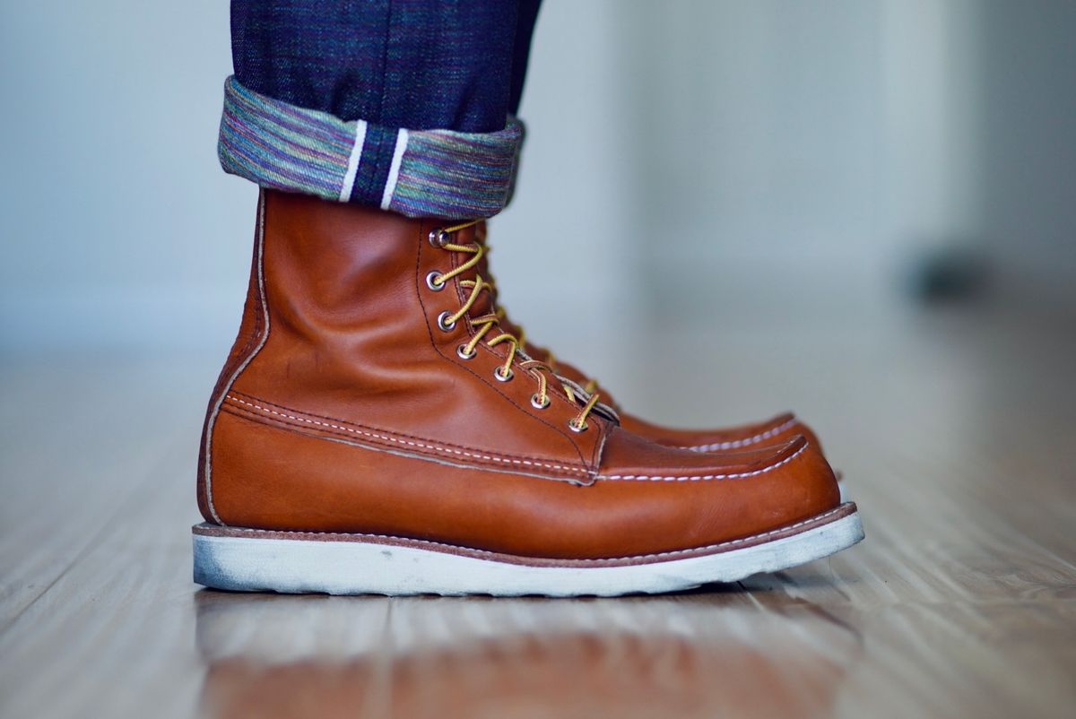 Photo by patinatimes on October 30, 2024 of the Red Wing 8-Inch Classic Moc in S.B. Foot Oro Legacy.